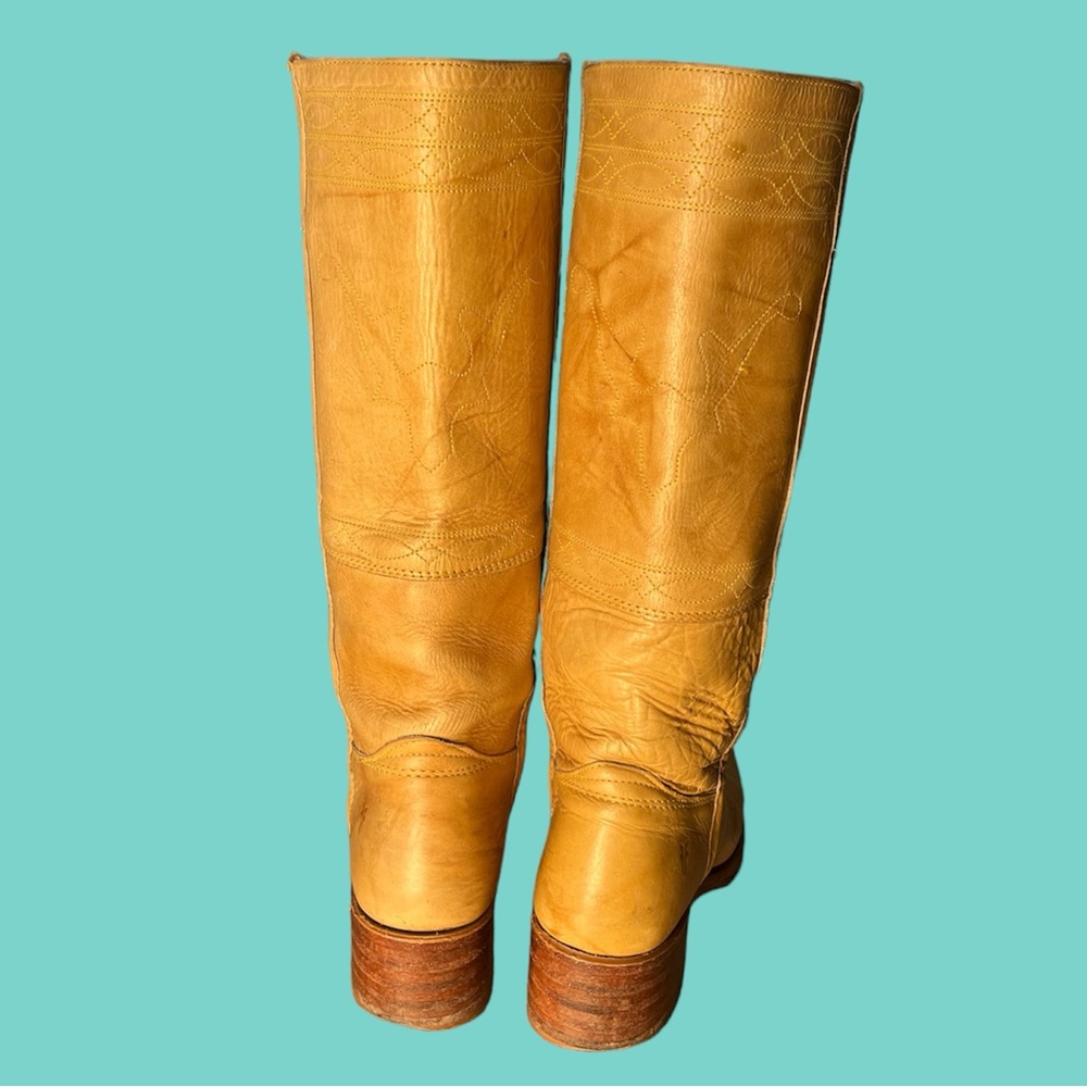Frye Tall Western Heeled Boots in Mustard Yellow - Picture 3 of 12